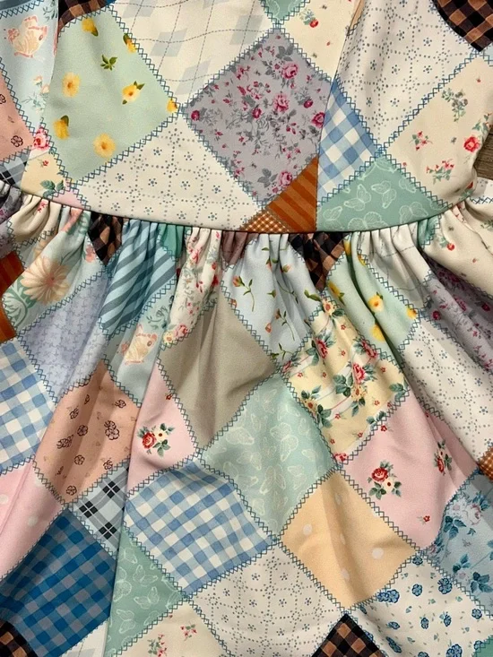 Dolls Kill x Holly Hobbie Stitched With Love Patchwork Mini Dress Size Small - Picture 6 of 11